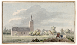 200755 Gezicht op Nederlangbroek met de Nederlands Hervormde kerk vanaf de Doornseweg, uit het noordoosten.